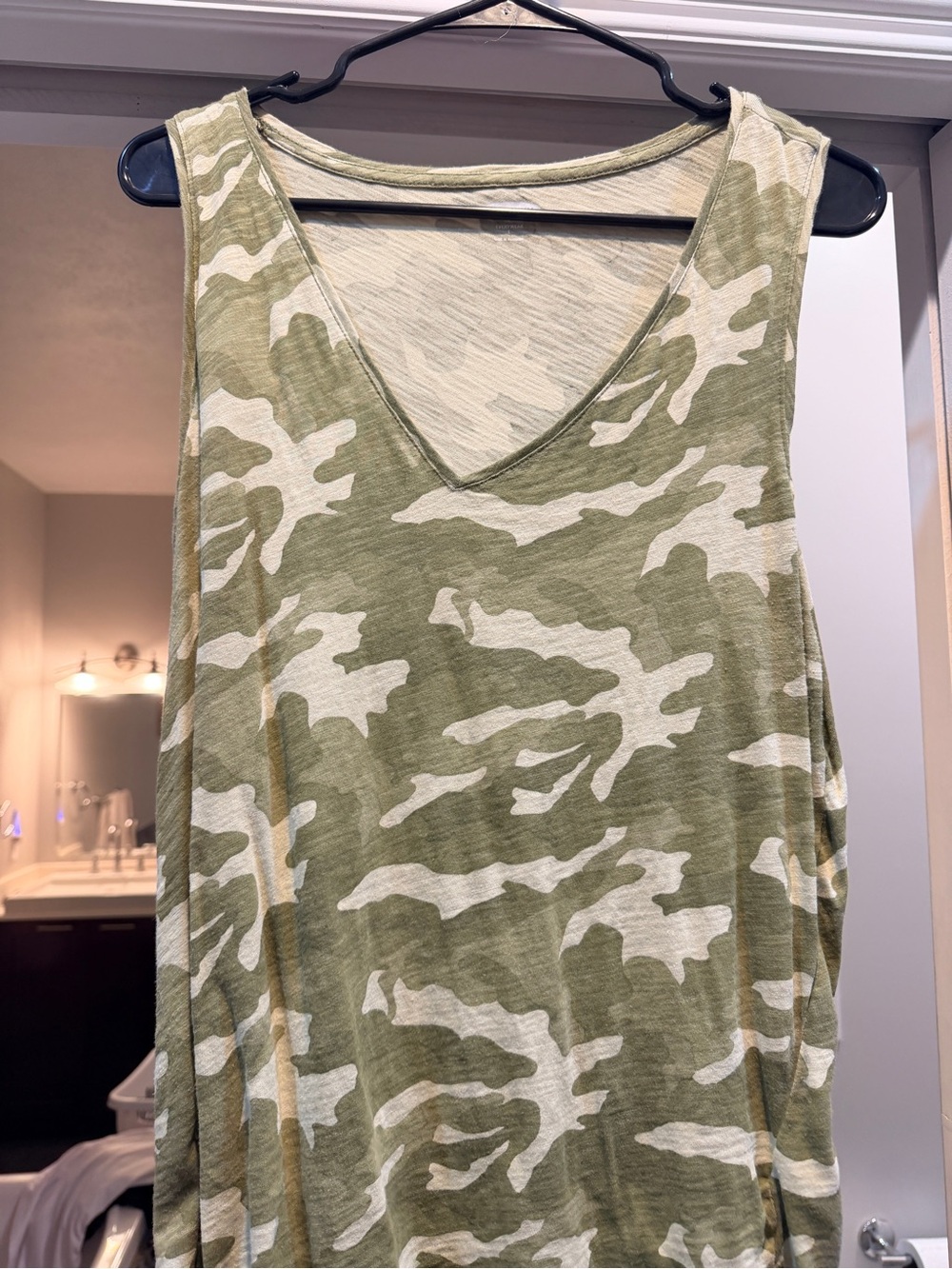 Old Navy Olive and Cream Camo V-Neck Tank